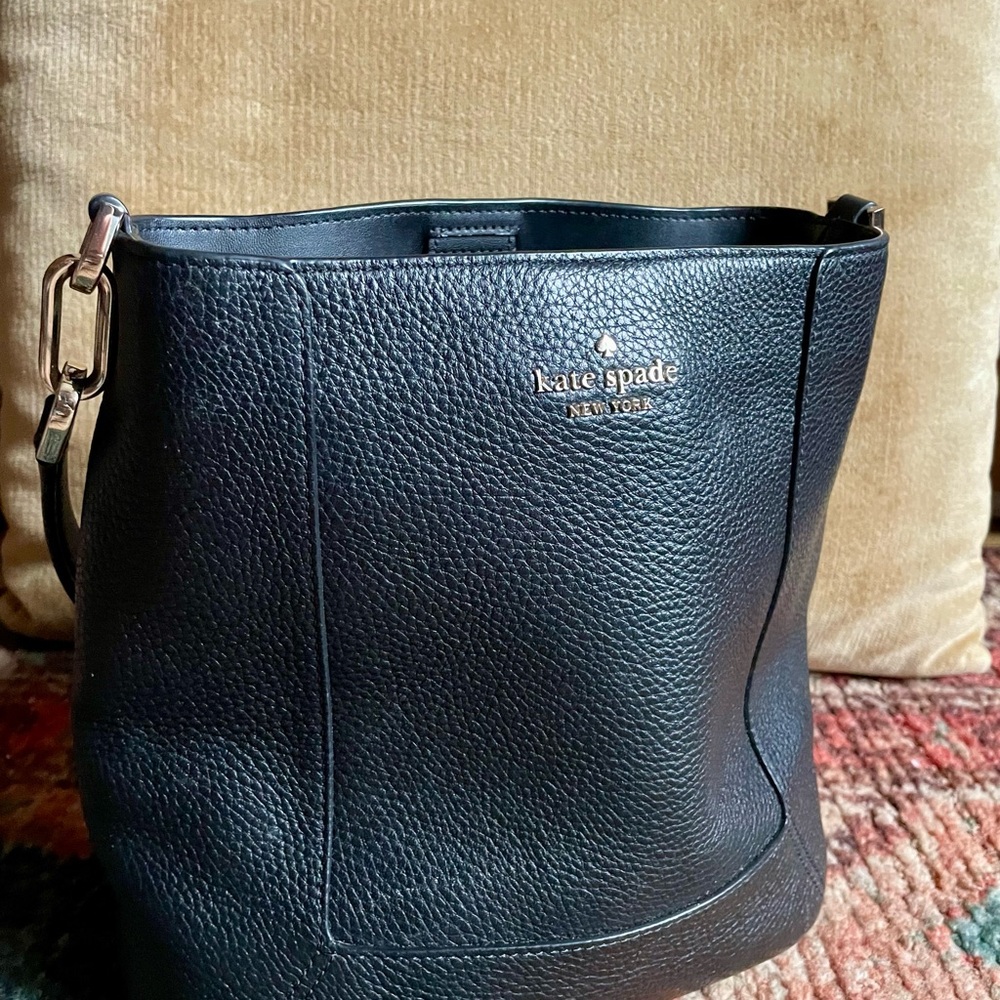 Kate Spade Black Pebbled Leather Crossbody Bag | Bucket Style | Classic